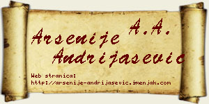 Arsenije Andrijašević vizit kartica